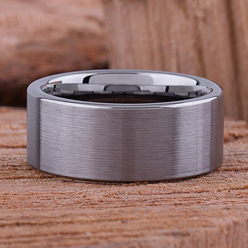 Flat Tungsten Wedding Ring 10mm - TCR063 traditional men’s wedding or engagement ring or promise band for him