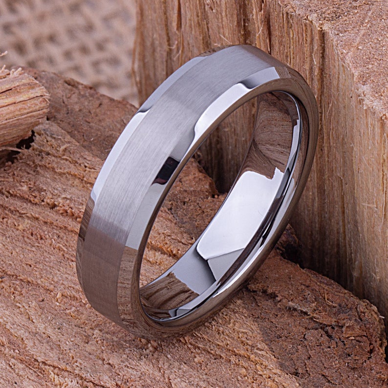 Tungsten Mens Wedding Ring 6mm - TCR005 traditional engagement band with brushed surface Steven G Designs Ltd