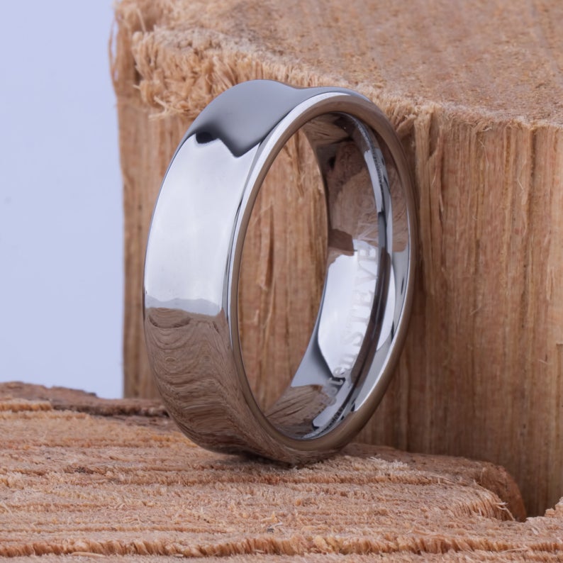Tungsten Ring Concave Shaped 7mm - TCR026 unique engagement or promise ring for boyfriend Steven G Designs Ltd