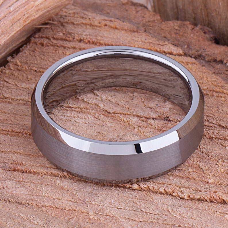 Tungsten Engagement Band 7mm - TCR044 traditional engagement or anniversary band for husband Steven G Designs Ltd