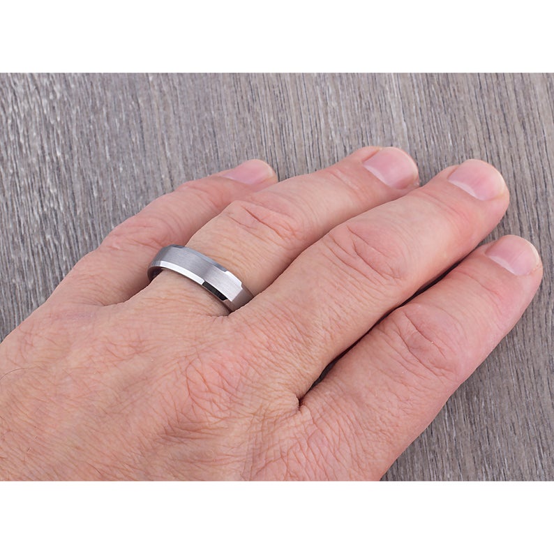 Tungsten Mens Wedding Ring 6mm - TCR005 traditional engagement band with brushed surface Steven G Designs Ltd