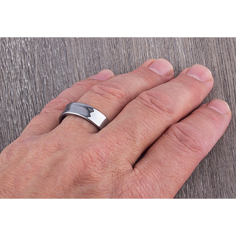 Tungsten Ring Concave Shaped 7mm - TCR026 unique engagement or promise ring for boyfriend Steven G Designs Ltd