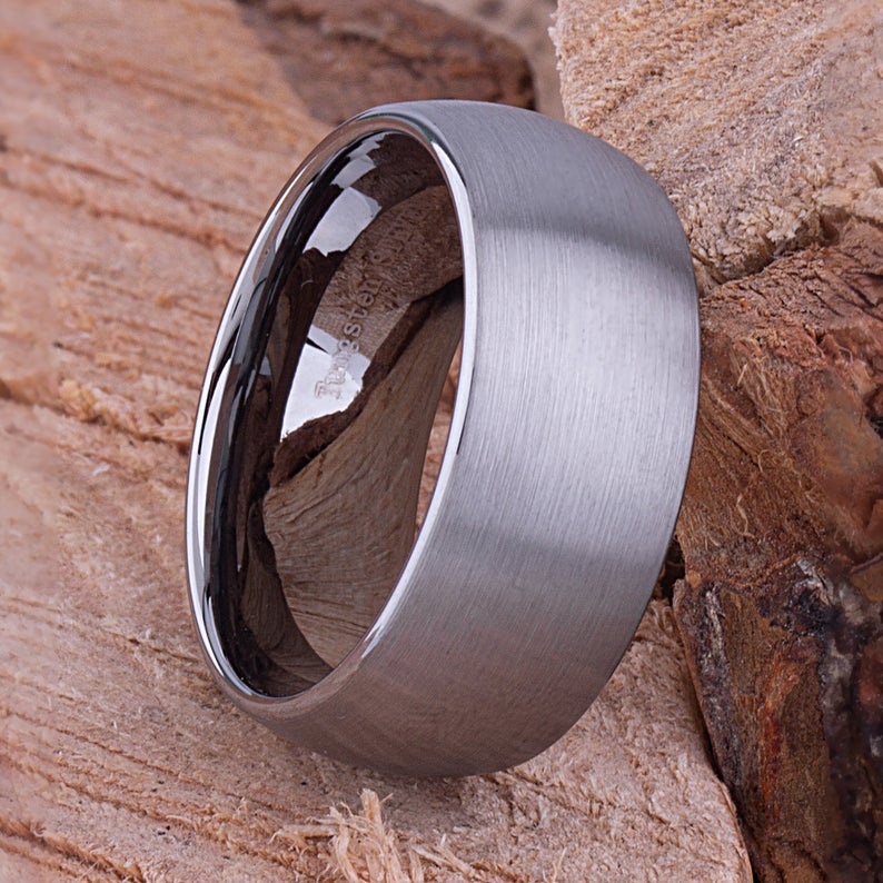 Tungsten Engagement Ring Brushed 10mm - TCR046 traditional engagement or promise band for boyfriend Steven G Designs Ltd