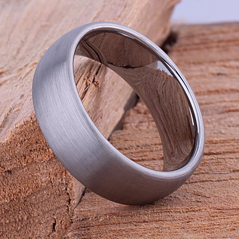 Tungsten Wedding Ring Satin Finish 8mm - TCR054 traditional men's engagement band or promise ring for boyfriend Steven G Designs Ltd