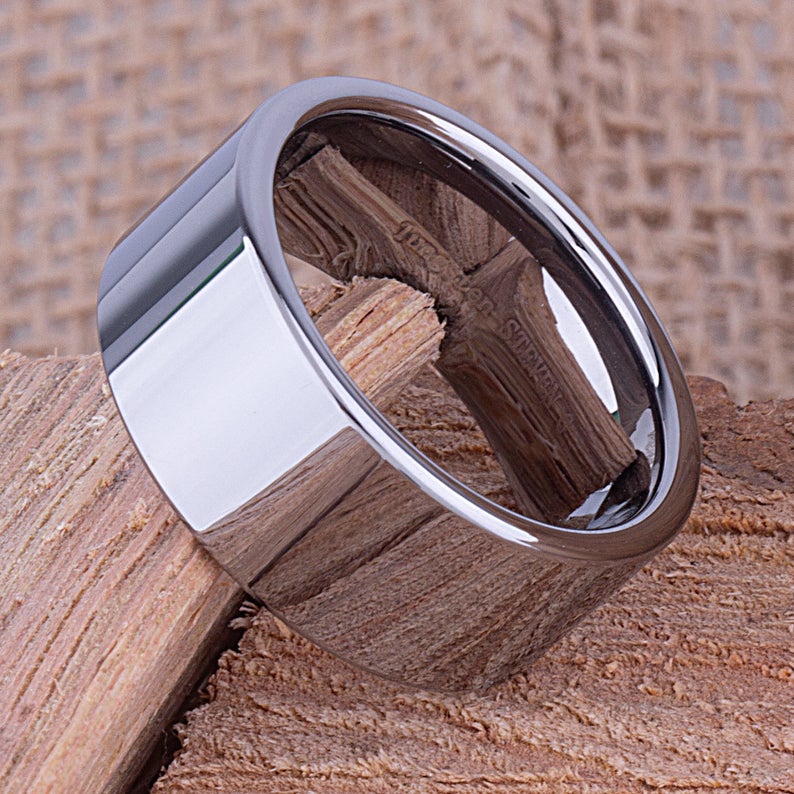 Tungsten Wedding Ring High Polish 10mm - TCR047 traditional engagement or promise band for him Steven G Designs Ltd