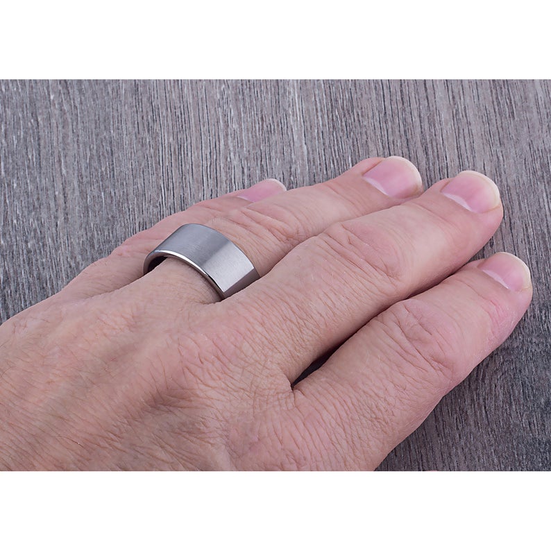 Flat Tungsten Wedding Ring 10mm - TCR063 traditional men’s wedding or engagement ring or promise band for him