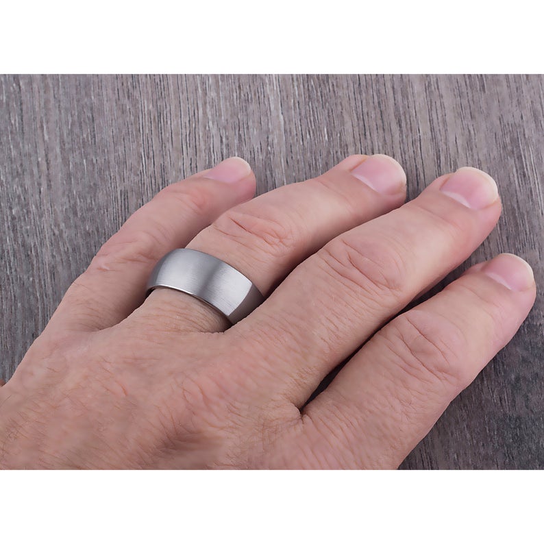 Tungsten Engagement Ring Brushed 10mm - TCR046 traditional engagement or promise band for boyfriend Steven G Designs Ltd
