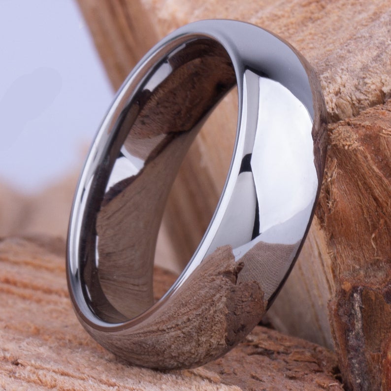 Tungsten Wedding Band Polished 7mm - TCR042 traditional engagement or promise band for boyfriend Steven G Designs Ltd