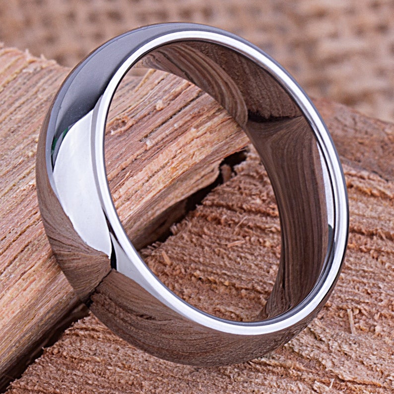 Tungsten Wedding Band Polished 7mm - TCR042 traditional engagement or promise band for boyfriend Steven G Designs Ltd