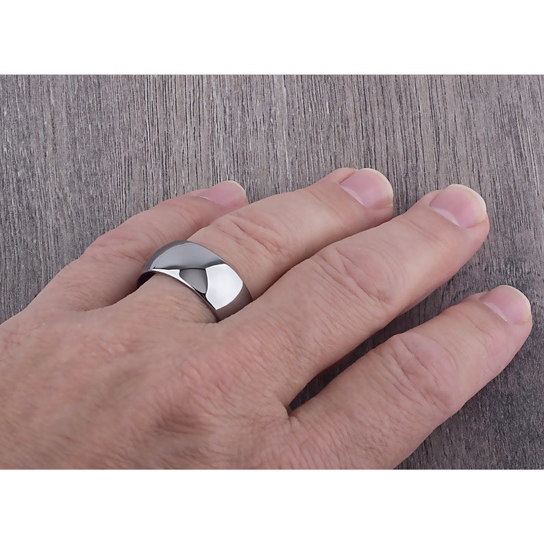 Tungsten Wedding Ring High Polish 10mm - TCR048 traditional men's engagement ring or promise band for boyfriend Steven G Designs Ltd