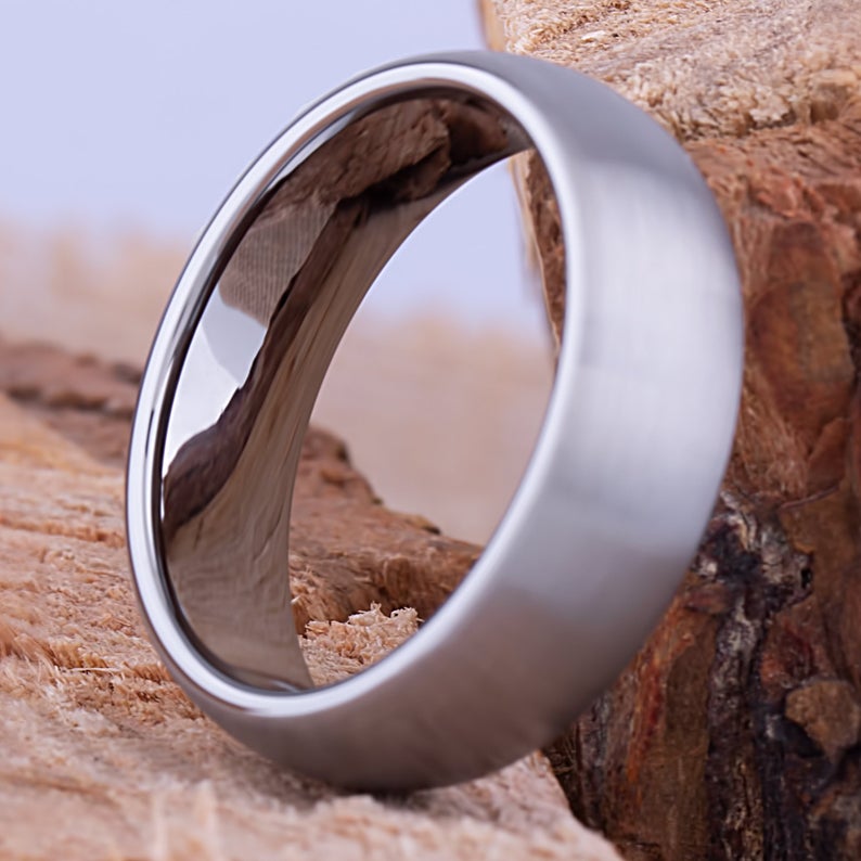Tungsten Wedding Band Brush Finish 7mm - TCR065 traditional men’s engagement or wedding band or promise ring for him