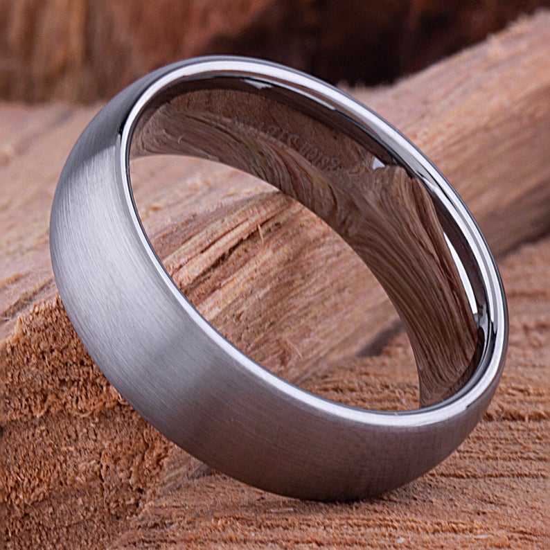 Tungsten Wedding Band Brush Finish 7mm - TCR065 traditional men’s engagement or wedding band or promise ring for him