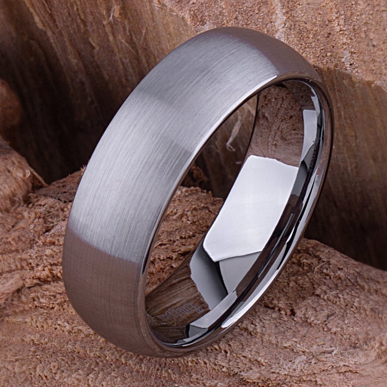 Tungsten Wedding Band Brush Finish 7mm - TCR065 traditional men’s engagement or wedding band or promise ring for him
