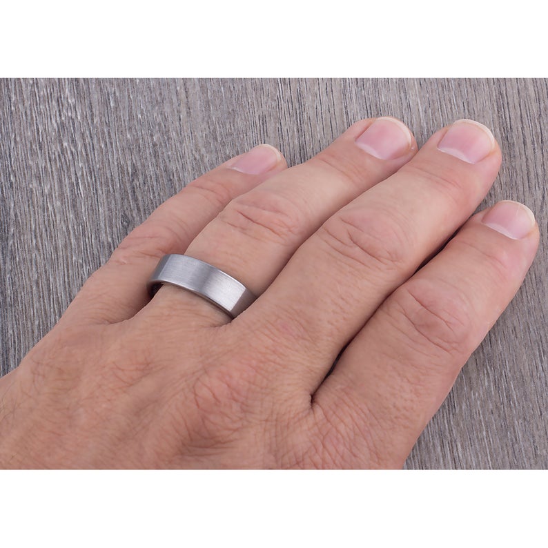 Tungsten Wedding Band Satin Surface 7mm - TCR056 traditional men’s wedding or engagement ring or promise band for boyfriend