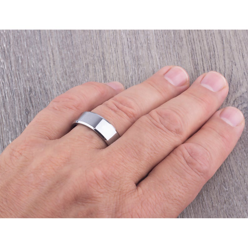 Tungsten Men's Wedding Ring 8mm - TCR035 unique engagement or anniversary ring for husband Steven G Designs Ltd